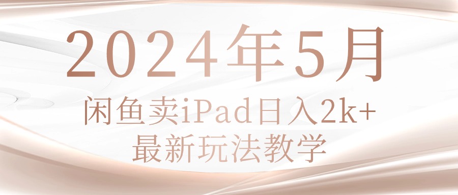 （10459期）2024年5月闲鱼卖ipad日入2k，最新玩法教学-数梦链网络
