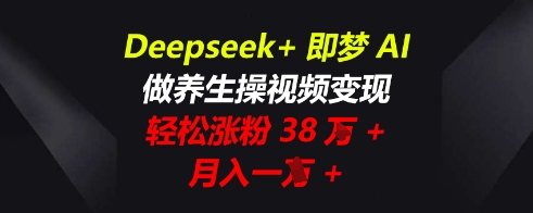 Deepseek+即梦AI，做养生操视频变现，轻松涨粉38W+，月入一W+-数梦链网络
