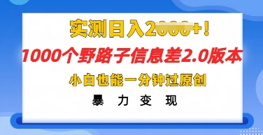 2025抖音1000个野路子信息差最新玩法，一分钟过原创，暴力变现月入几k-数梦链网络