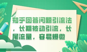 知乎回答问题引流法，长期被动引流，长尾流量，私域变现必学课程-数梦链网络