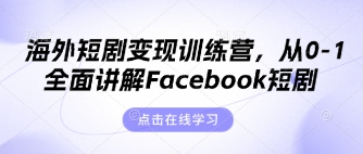 海外短剧变现训练营，从0-1全面讲解Facebook短剧-数梦链网络